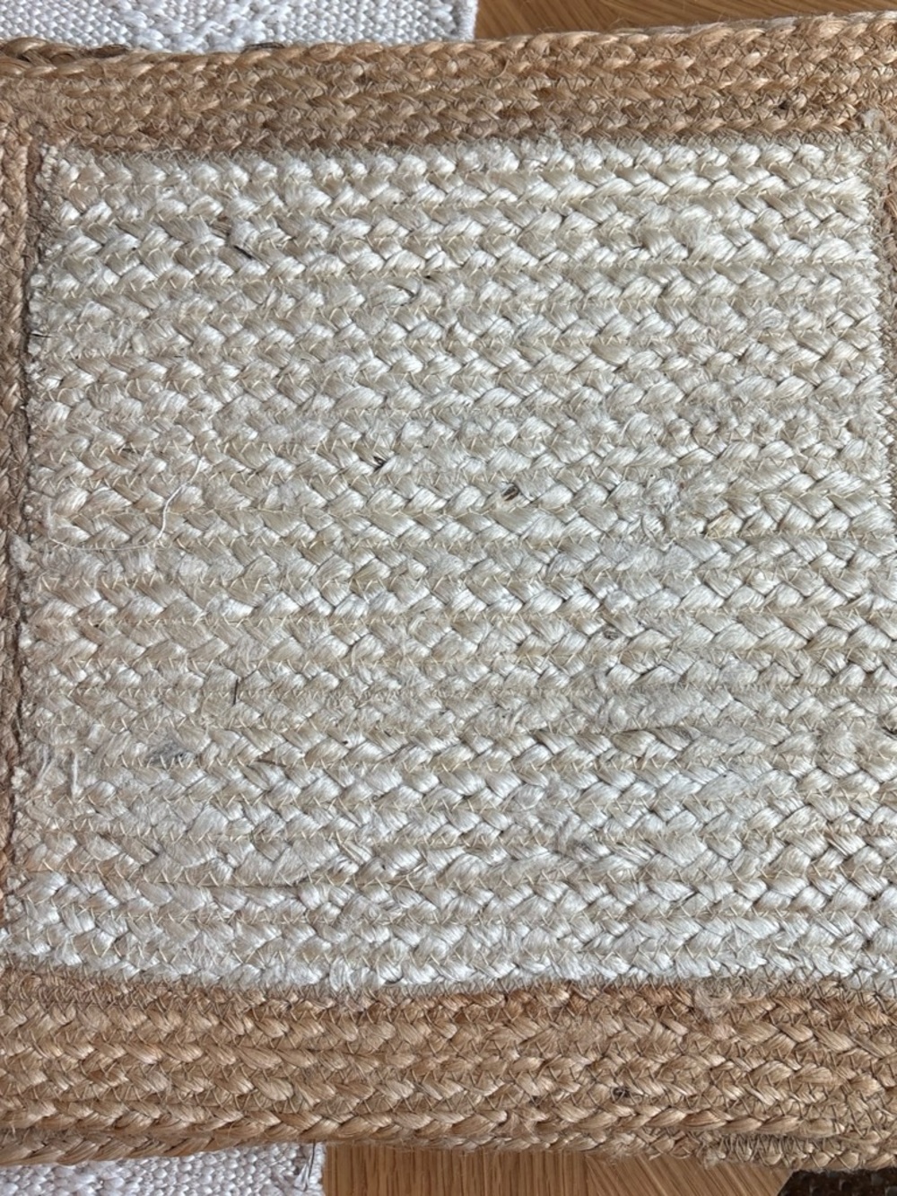 Set of 5 - Woven Natural Fiber Rug Mat in Cream and Tan - coastal - 15.5 inches